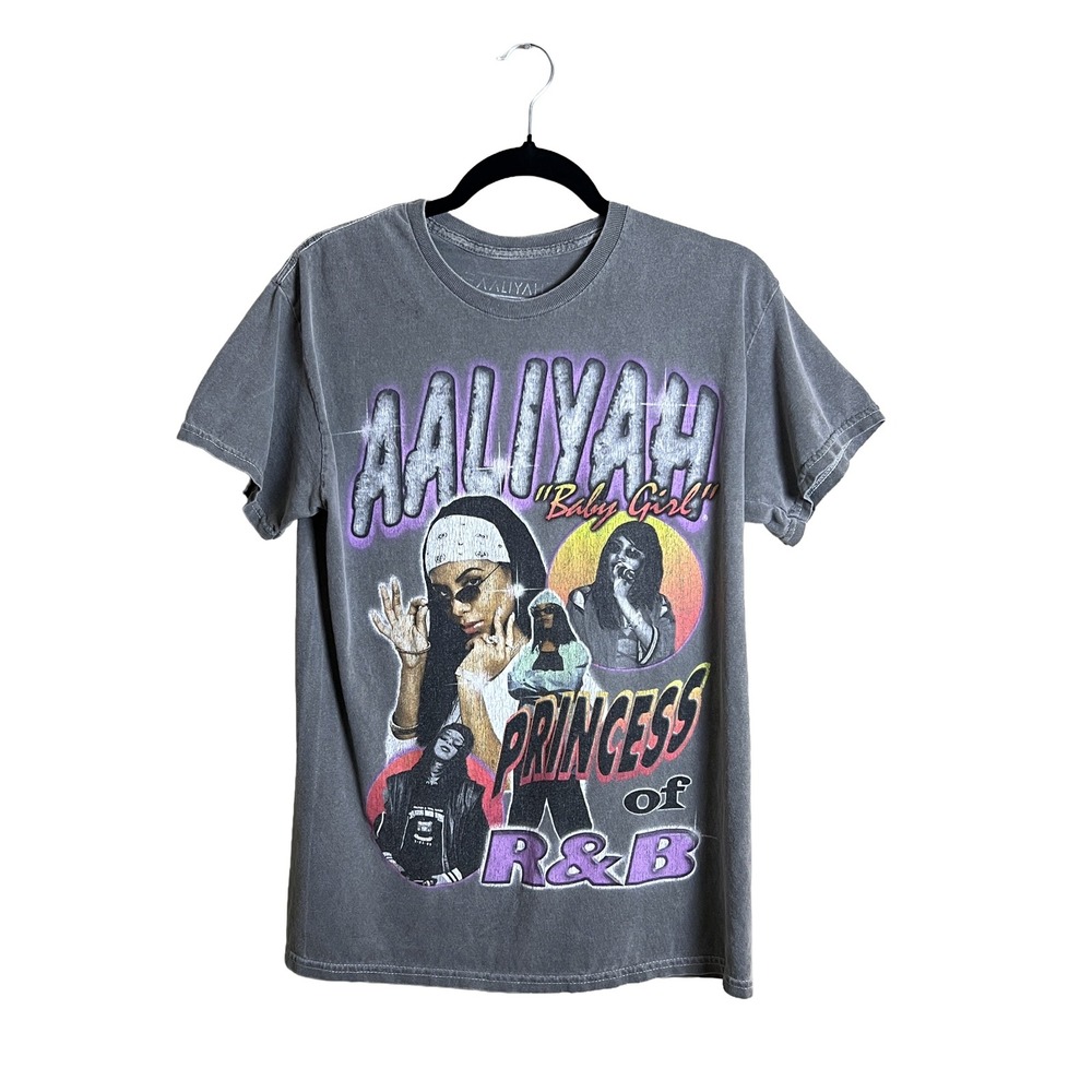 Ripple Junction Shirt Medium Gray Aaliyah Band Graphic Tee Baby Girl